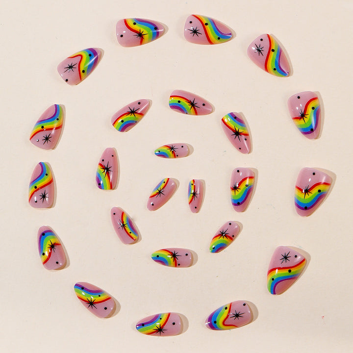 Colorful Rainbow-Themed Nail Art Kalsten