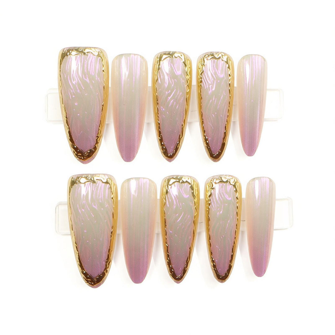 Luxury Press-On Nail Set with Elegant Metallic Edges Kalsten