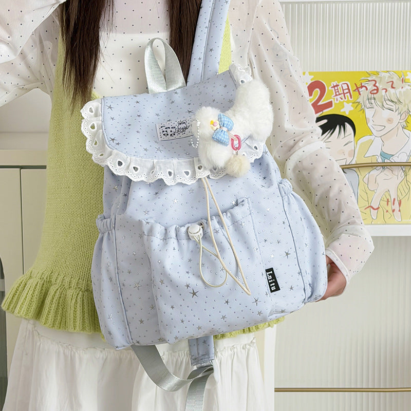 Star Print Ruffled Backpack Kalsten