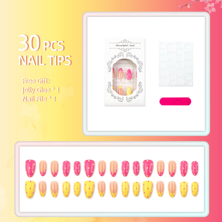Decorative Press-On Nail Art Set with Manual Designs