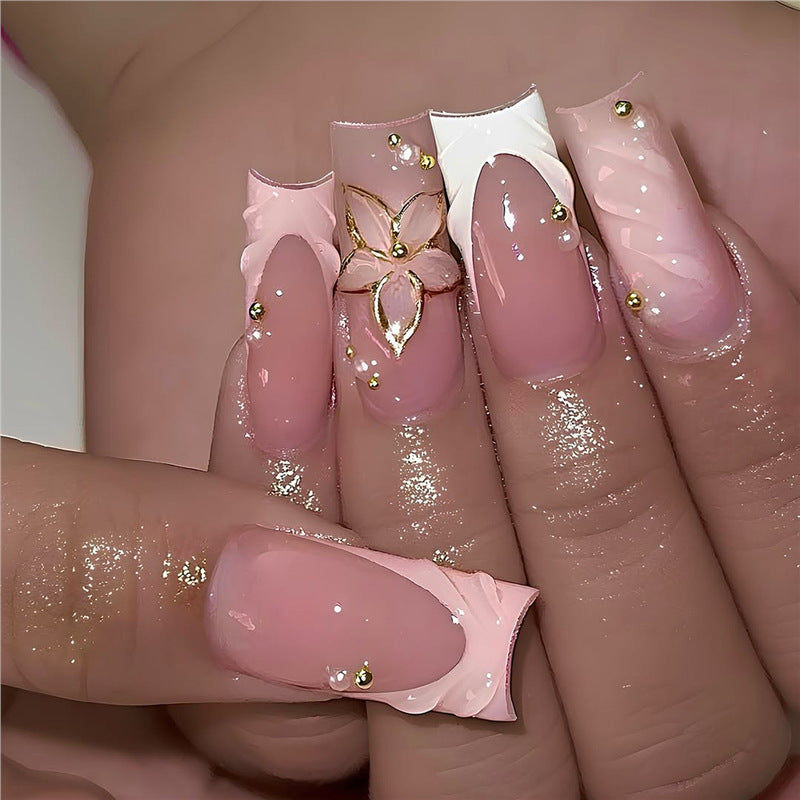Elegant Floral Acrylic Press-On Nails Kalsten