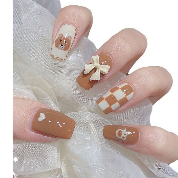 Playful Bear-Themed Nail Art