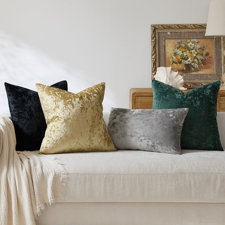Luxurious Crushed Velvet Square Cushion Cover with Plush Faux-Fur Texture and Invisible Zip