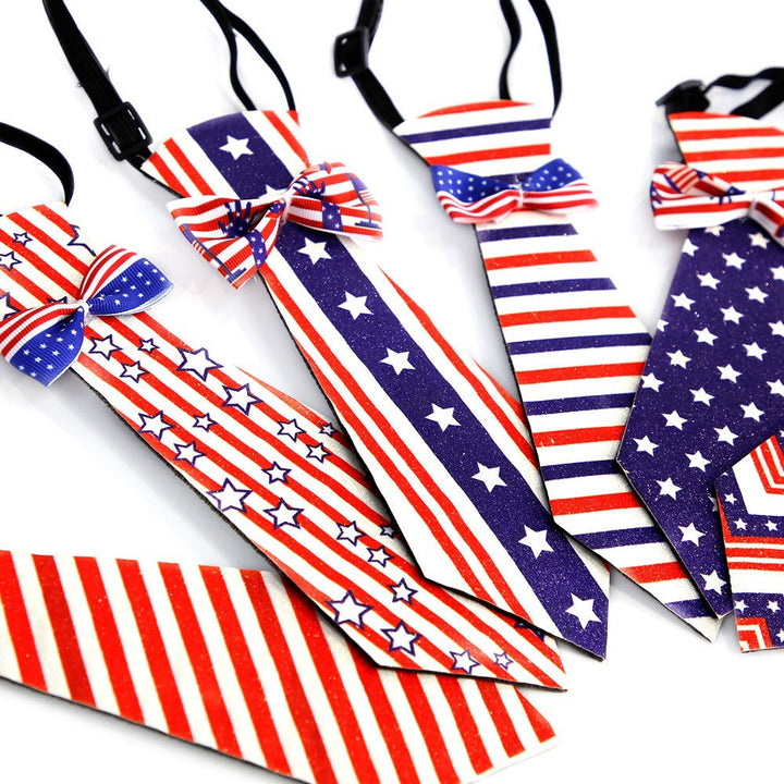 Independence Day adjustable novelty necktie with pre-tied bow and buckle strap Kalsten