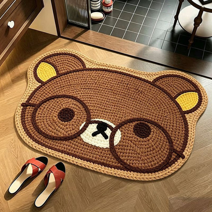 Bear-Shaped Plush Bathroom Mat