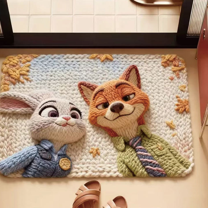 Cartoon-Themed Plush Bathroom Mat