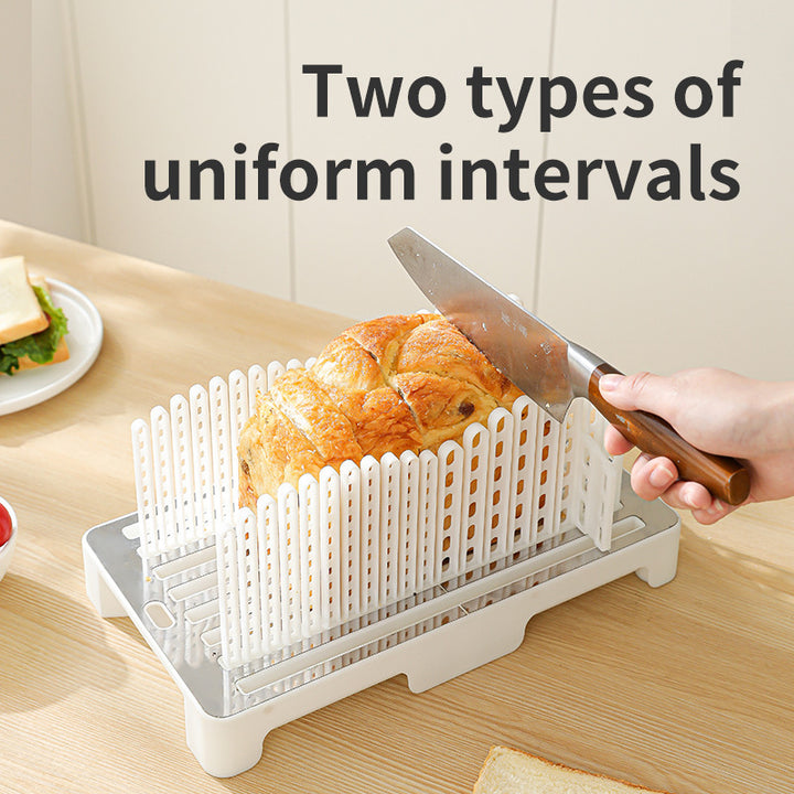 Adjustable Bread and Toast Slicing Guide with Slot Dividers and Removable Drip Tray