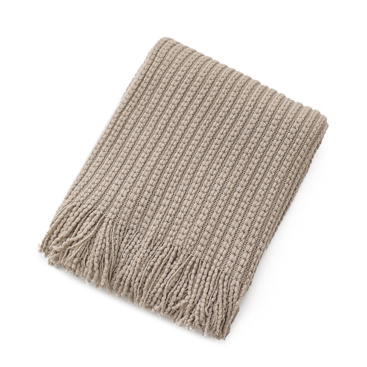 Textured Fringe Knit Throw Blanket Kalsten