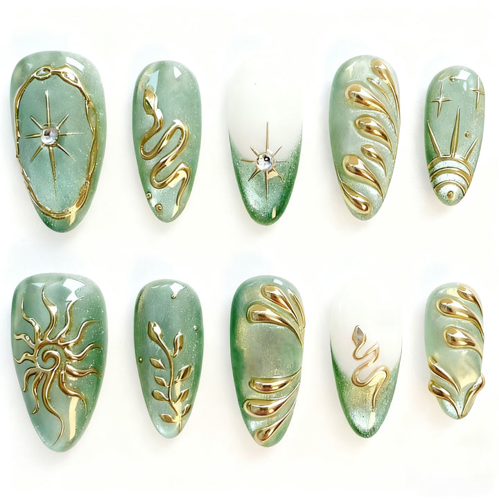 Artistic Metallic Press-On Nail Art Set Kalsten
