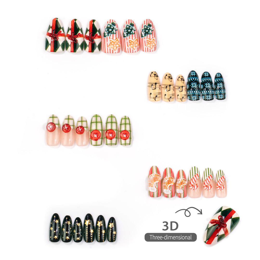 Creative Holiday-Themed Manual Press-On Nails