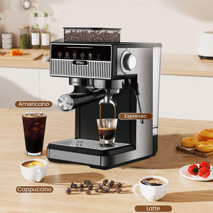 Espresso machine with integrated grinder and precise temperature settings Kalsten