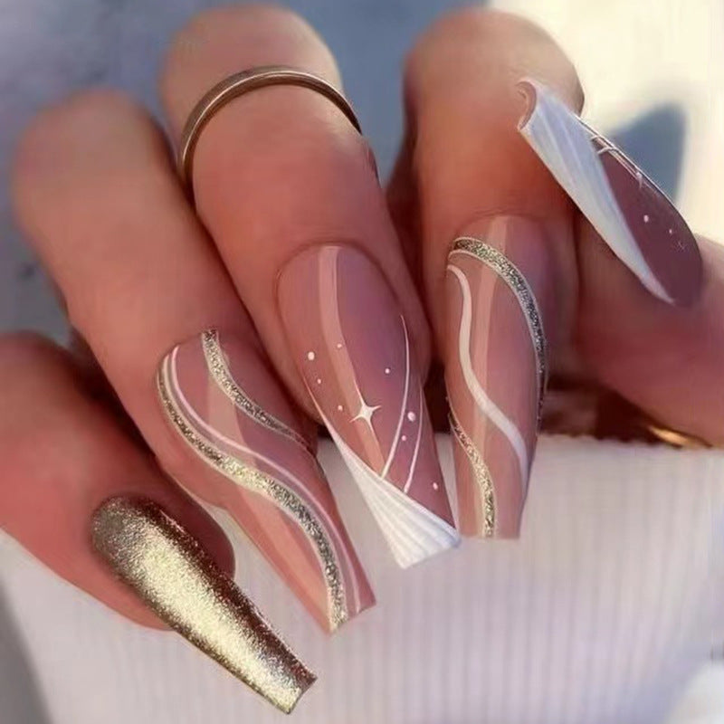 Artistic Press-On Nail Set with Animal Print
