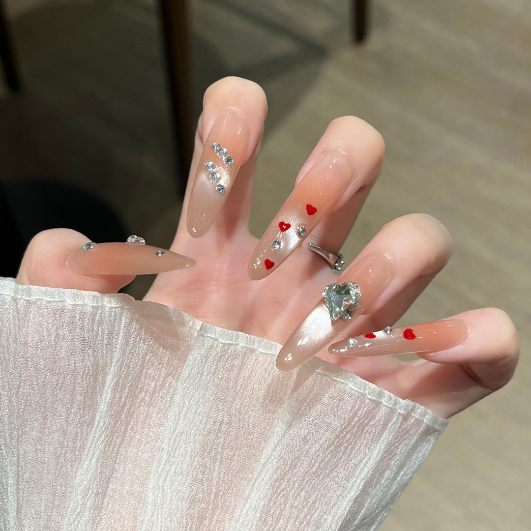 Decorative Press-On Nails with Gem Accents Kalsten