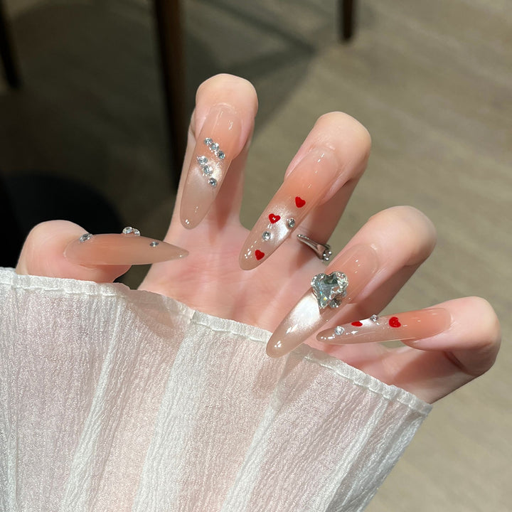 Glamorous Crystal-Studded Stiletto Press-On Nails Kalsten