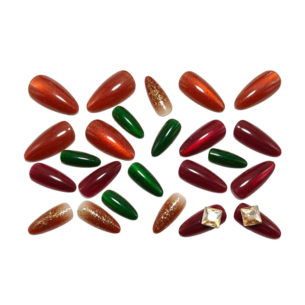 Creative artificial nails with glitter and gemstone decorations Kalsten