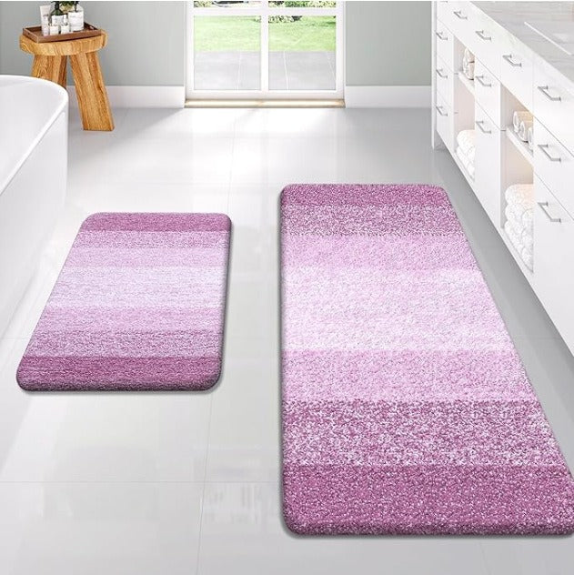 Soft Striped Bath Mat Set