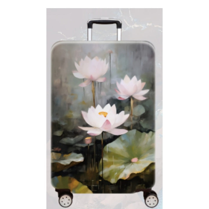 Women's Hard Shell Travel Suitcase with Elegant Lotus Design Kalsten