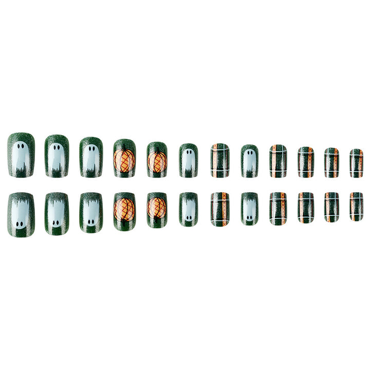 Pumpkin-Themed Press-On Nail Art Set Kalsten