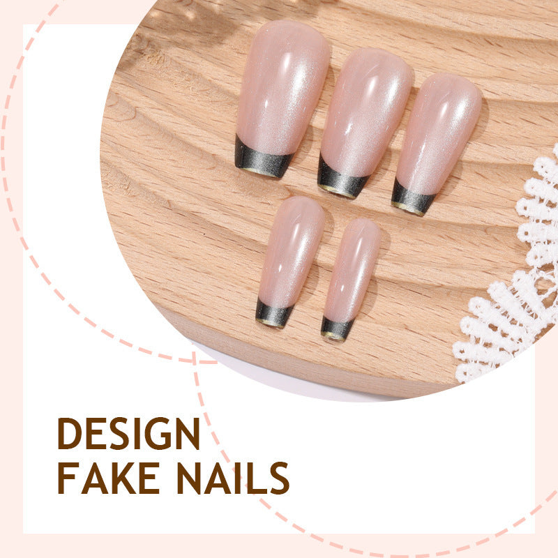 Acrylic nail set with elegant French design and glitter accents Kalsten