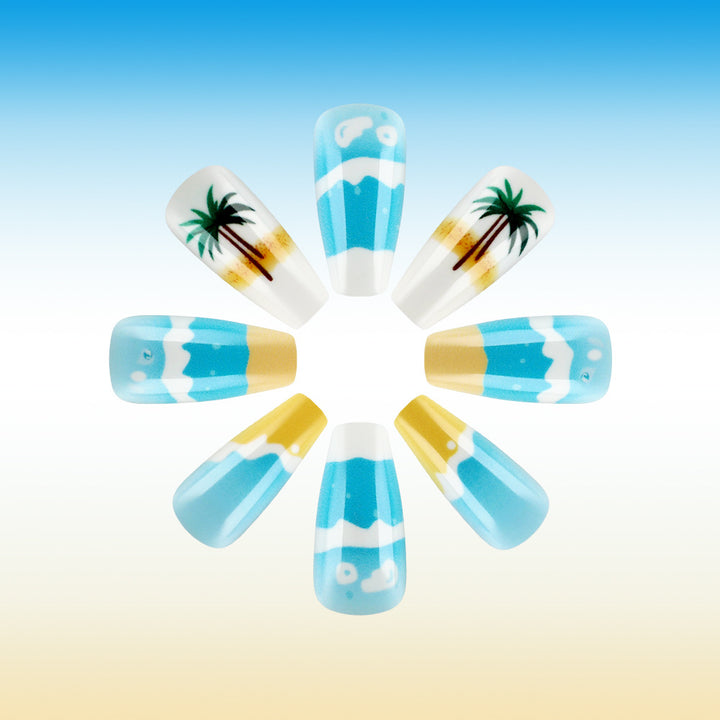 Tropical Beach-Themed Press-On Nail Set Kalsten