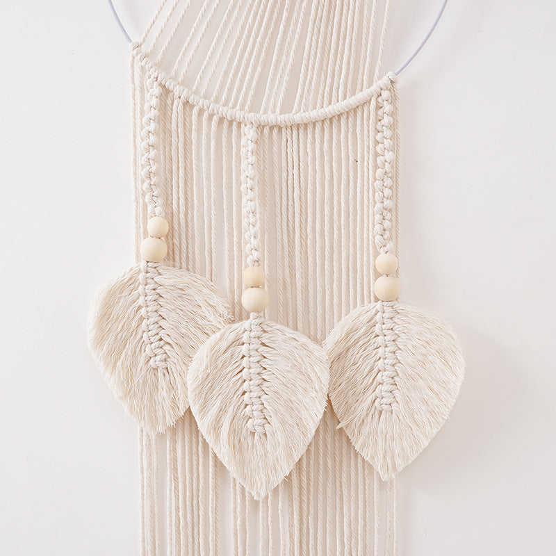 Decorative Macrame Wall Hanging with Leaf Accents Kalsten