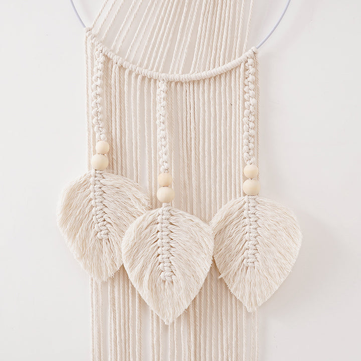 Decorative Macrame Wall Hanging with Leaf Accents Kalsten