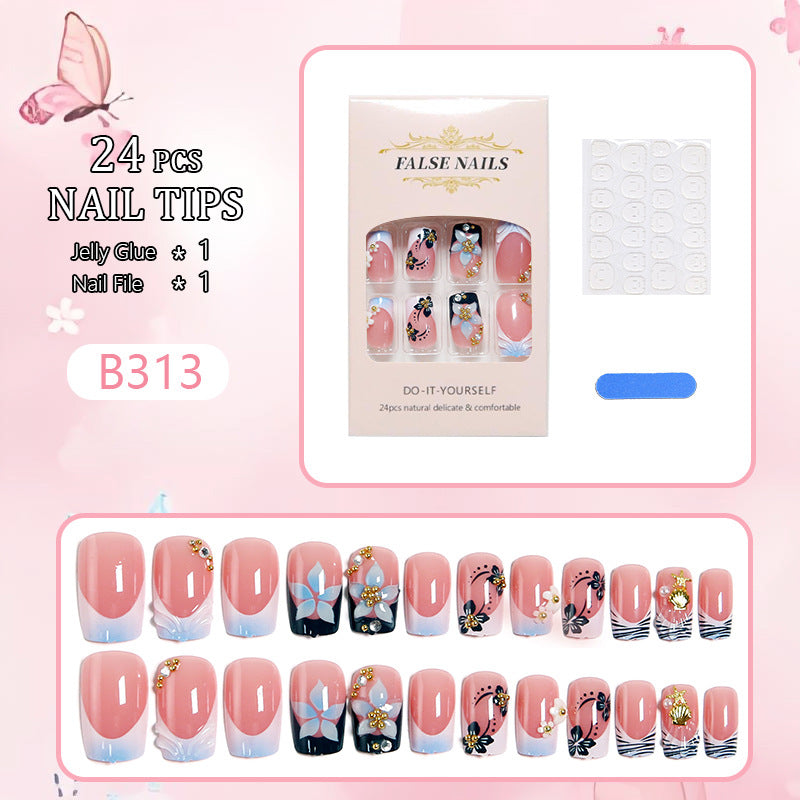Artificial nails in creative floral design with glitter accents Kalsten