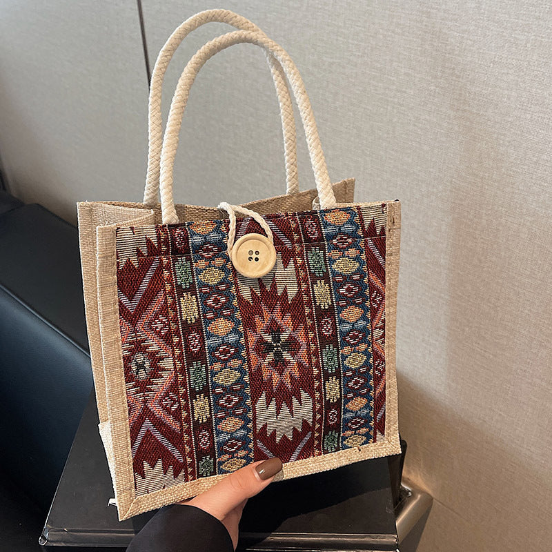 Bohemian Geometric Patterned Tote Bag