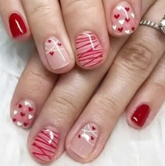 Heart-Embellished Nail Art Design Kalsten