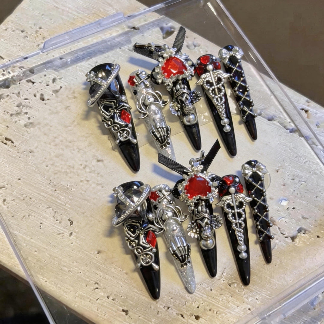 Decorative Gothic-Inspired Nail Art Tips