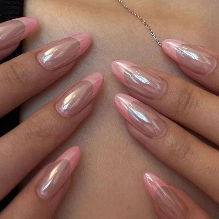 Acrylic nail set with elegant pointed shapes and glossy accents Kalsten
