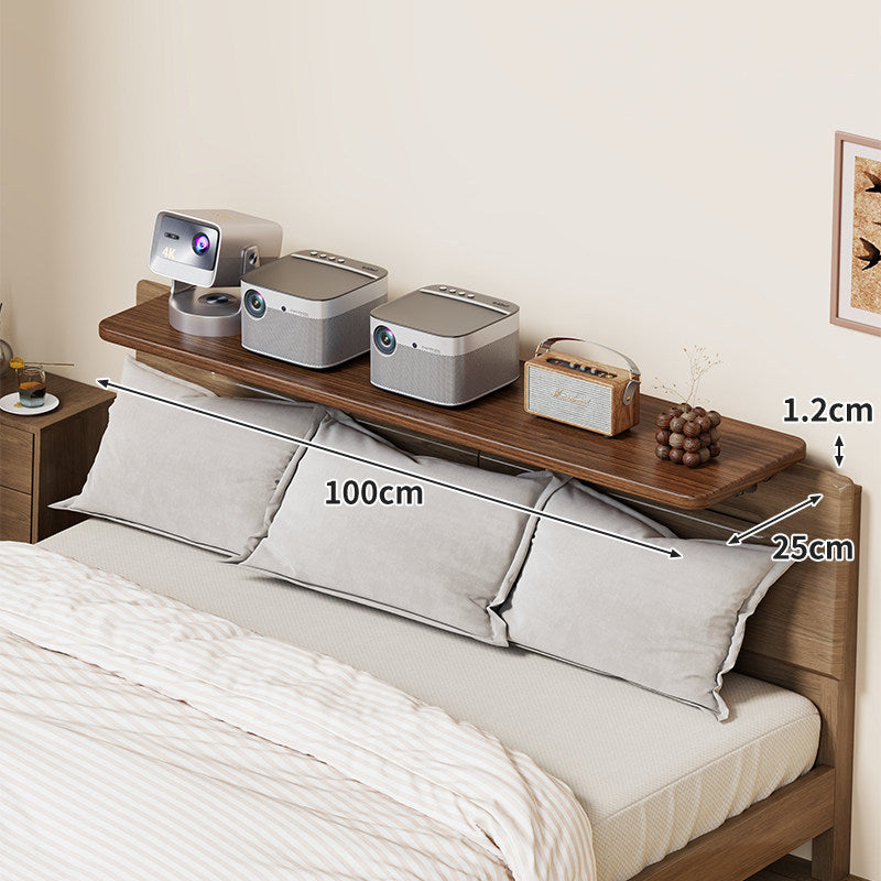 Wall-Mounted Slim Floating Headboard Shelf with Rounded Corners and Concealed Brackets
