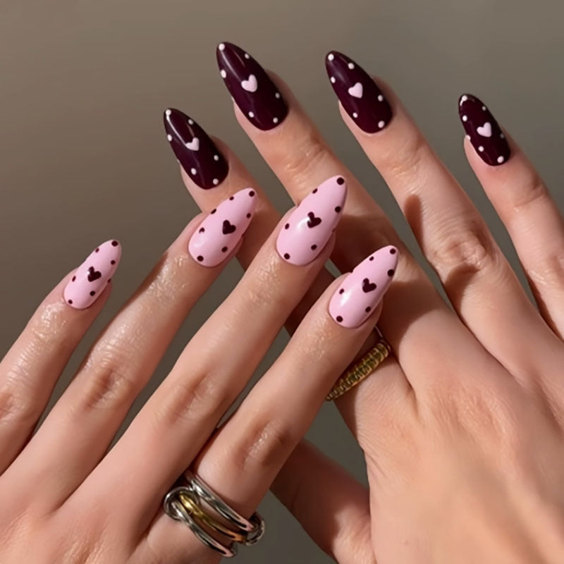 Heart Patterned Nail Art