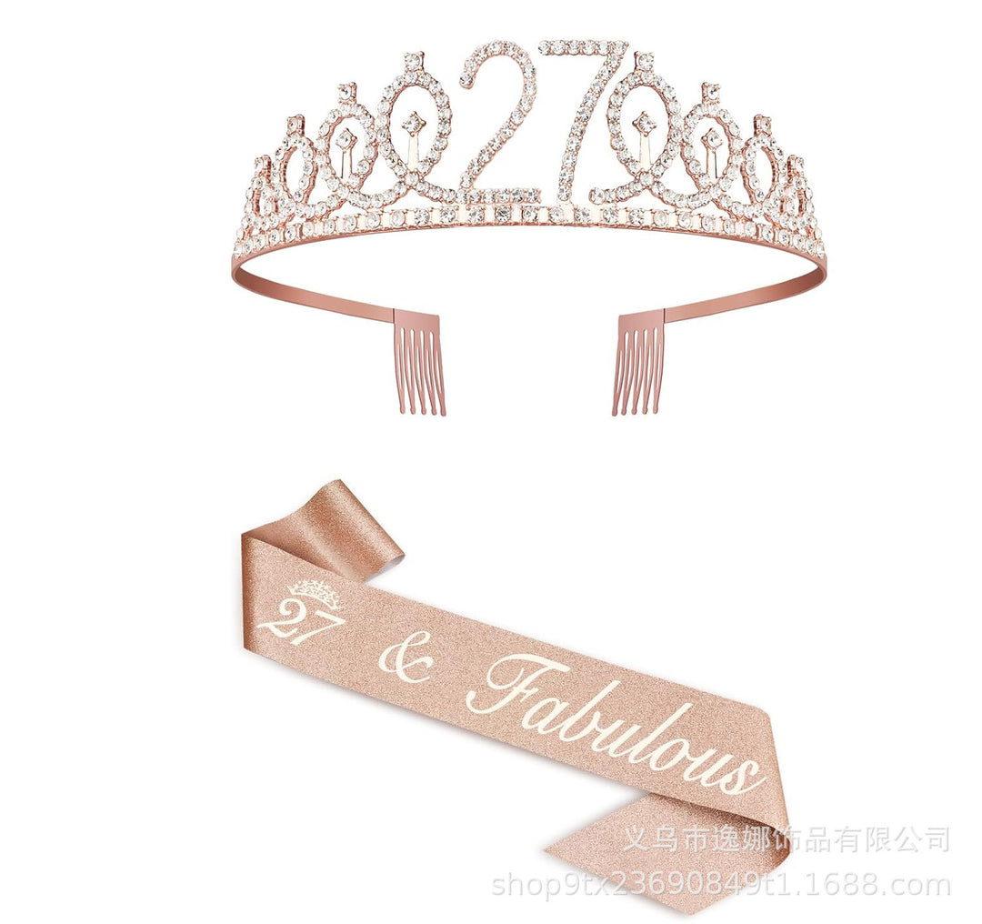 Ladies Crystal Princess Crown with 30 & Fabulous lettering Kalsten