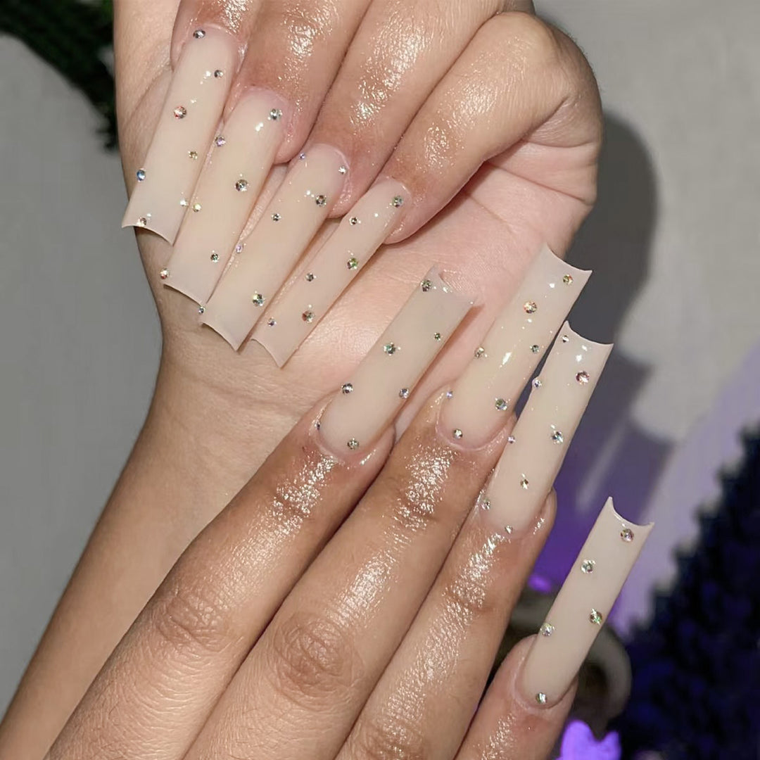 Decorative Long Press-On Nails with Rhinestone Accents Kalsten