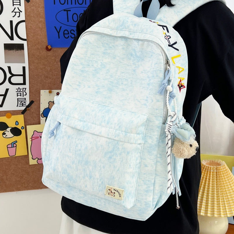 Casual Soft Fabric Backpack with Cute Charm Kalsten