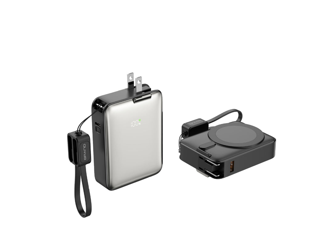 Portable power bank with integrated magnetic charger and smart LED display Kalsten