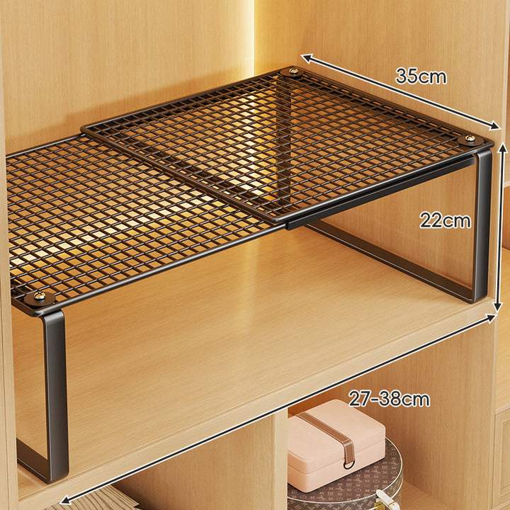 Adjustable Expandable Mesh Closet Shelf Riser with Sturdy U-Leg Support