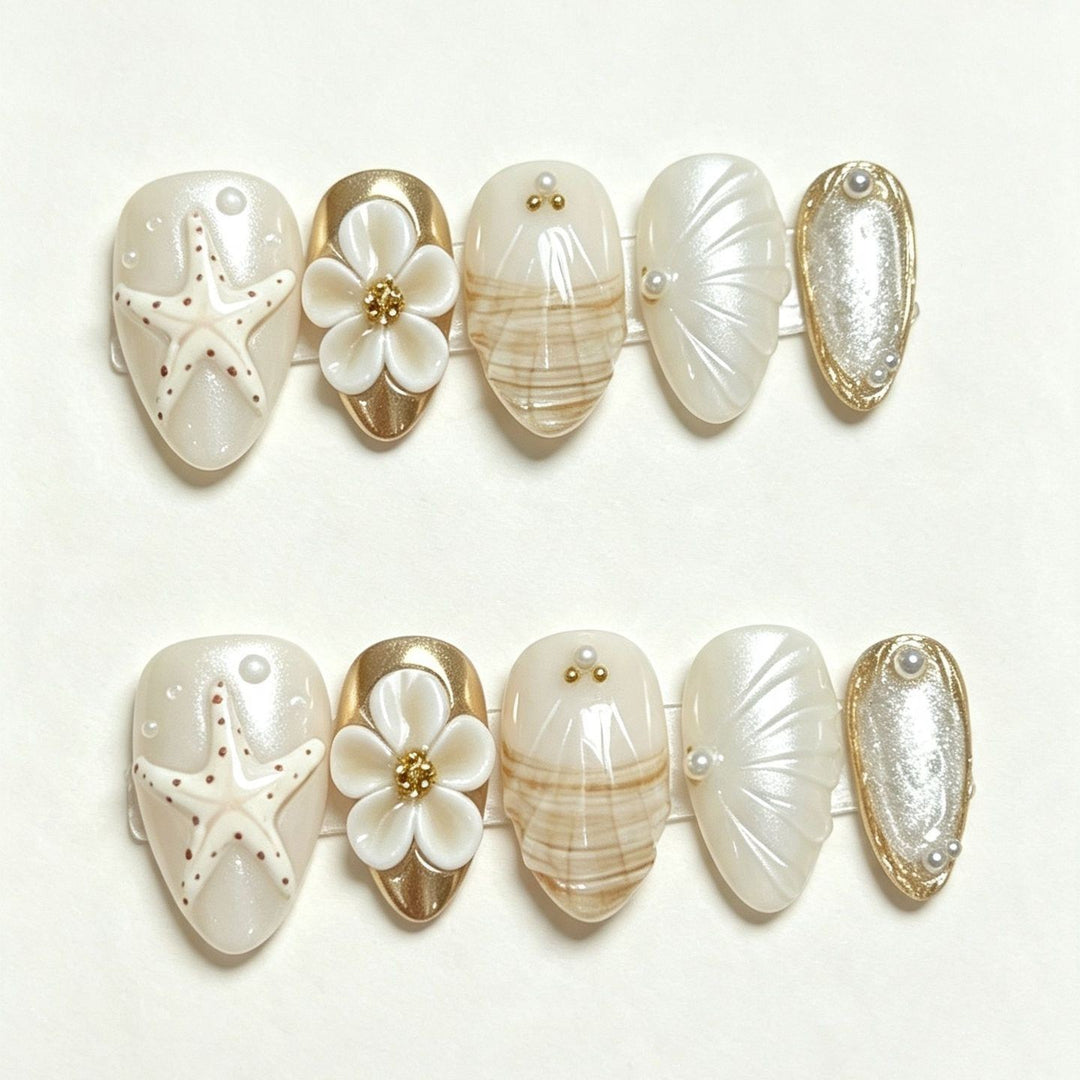 Artificial nail set with maritime motifs Kalsten