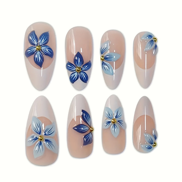 Decorative Floral Acrylic Nail Enhancements Kalsten