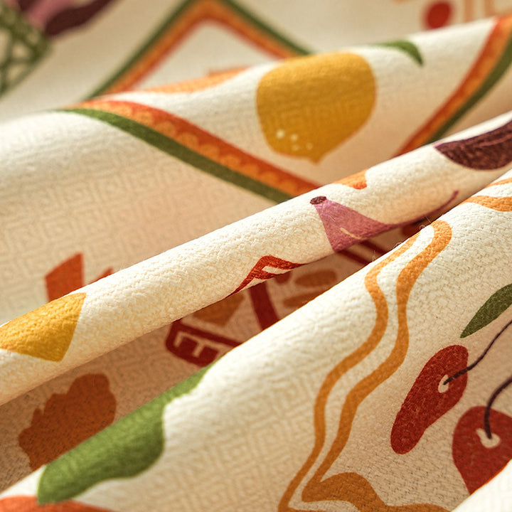 Rectangular tablecloth with retro-inspired tile pattern and cotton blend Kalsten