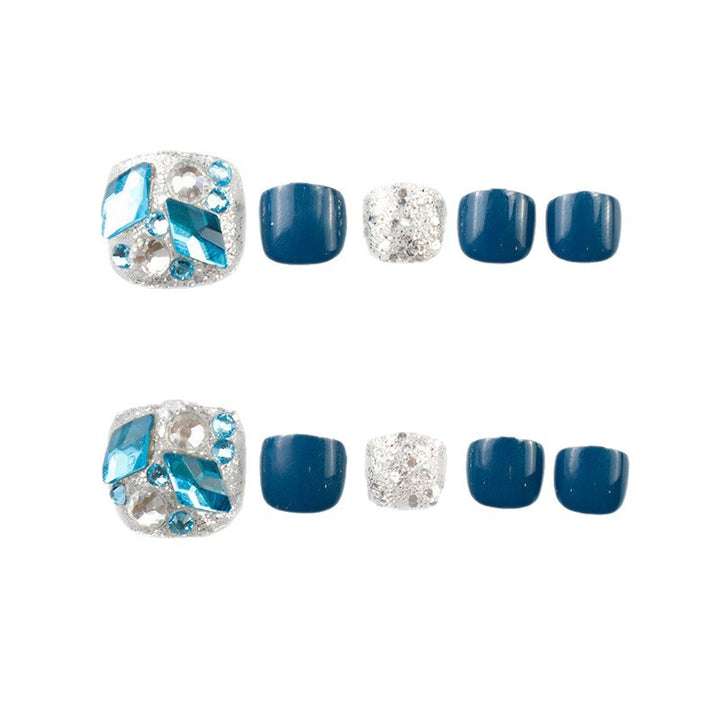 Rhinestone-Embellished Press-On Toenail Set Kalsten