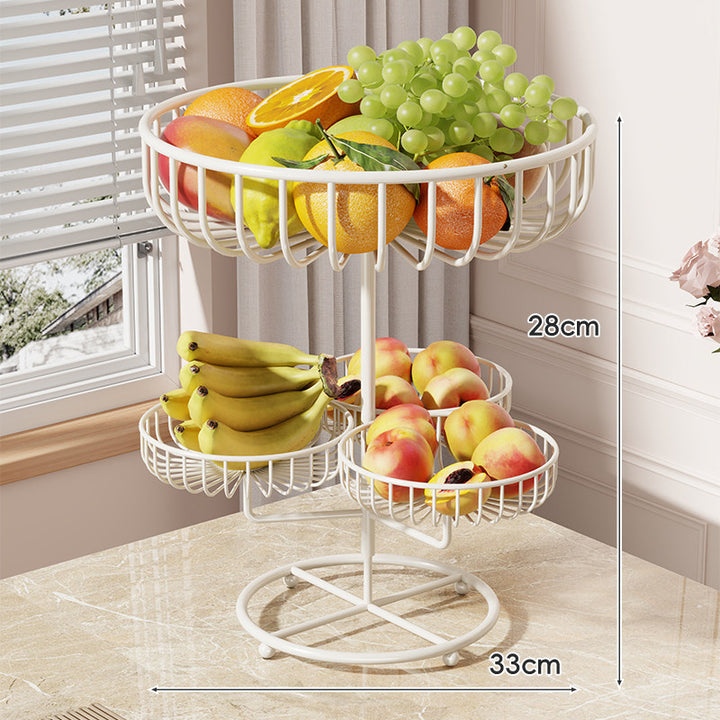 Tiered Curved-Frame Open-Wire Fruit Bowl Stand