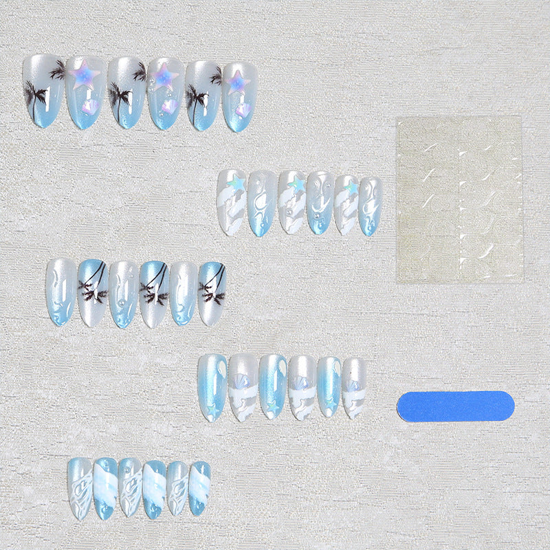 Acrylic nail set with elegant water and marine motifs Kalsten