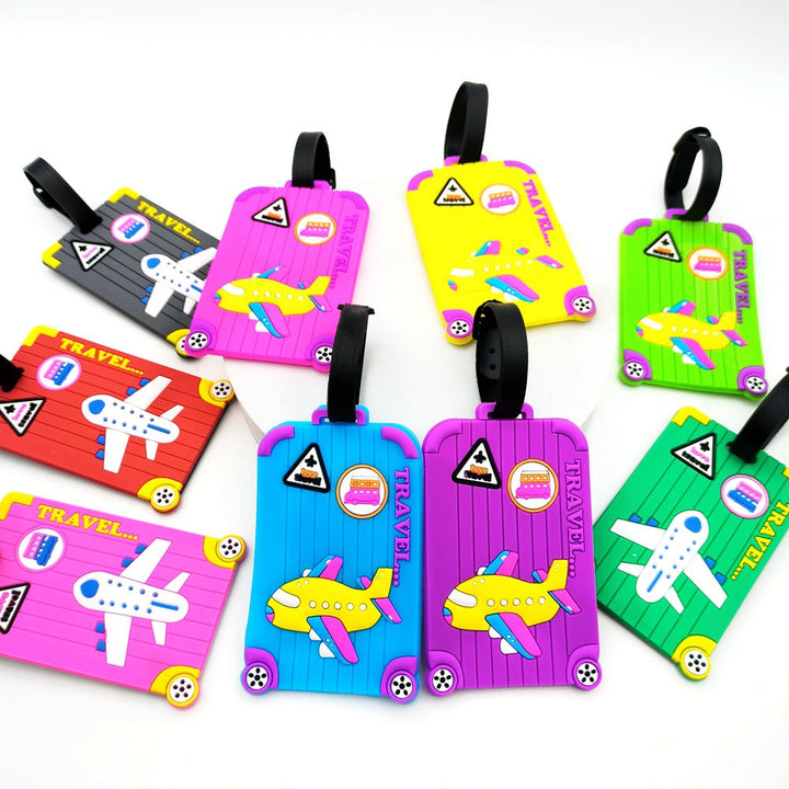 silicone cartoon airplane luggage tags with adjustable faux leather strap Kalsten