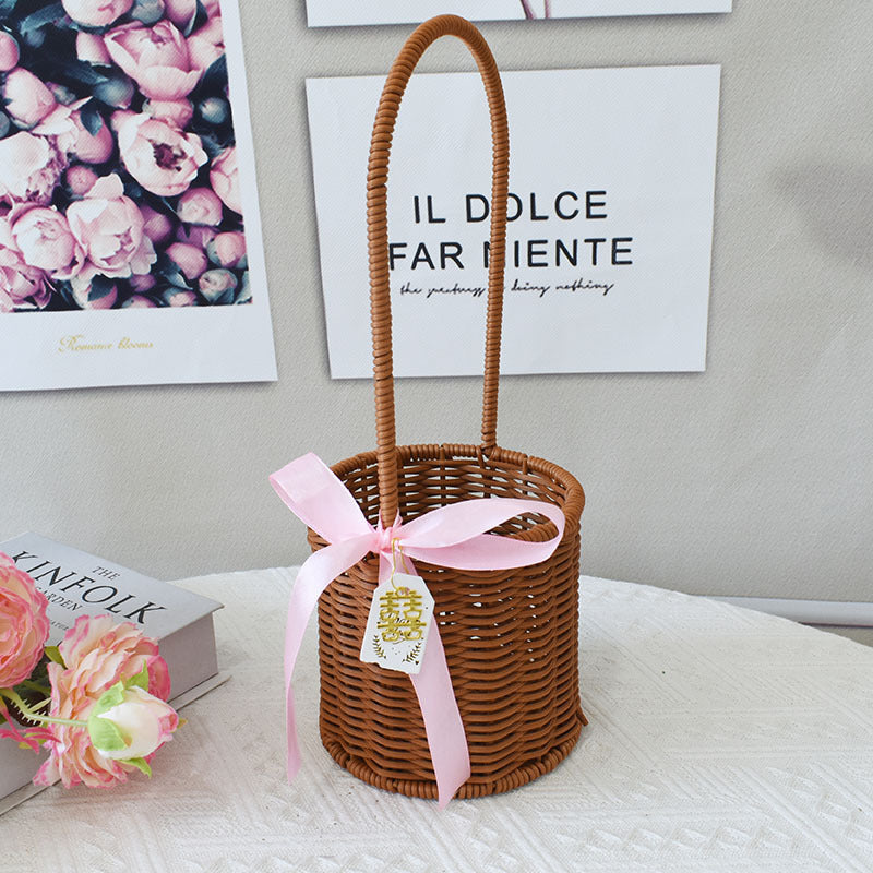 Elegant Handcrafted Rattan Tote Basket Kalsten