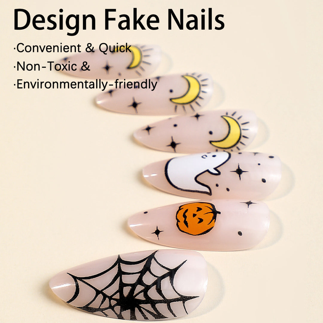 Creative Halloween Nail Art Set with Spider and Ghost Design Kalsten