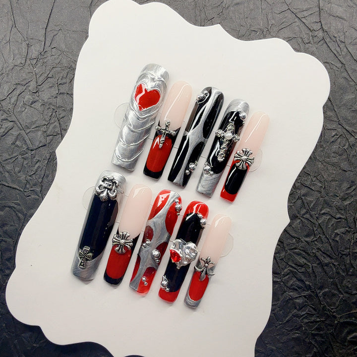 Gothic-Inspired 3D Decorative Press-On Nail Set