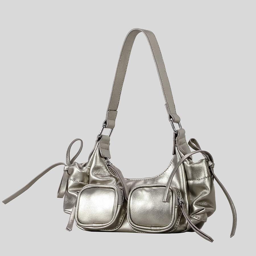 Multi-Pocket Leather Handbag