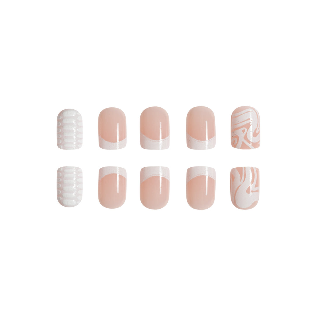 Artistic Acrylic Nail Extensions with Marble Design Kalsten